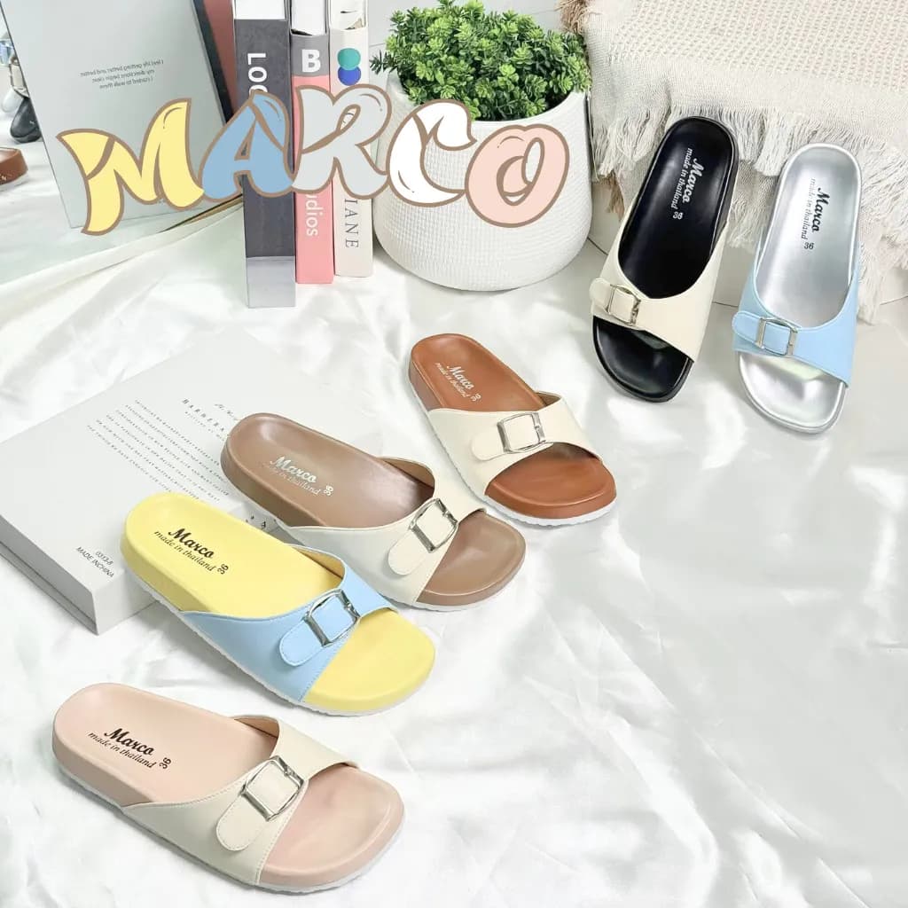 รองเท้าแตะ แบรนด์ MARCO รุ่น G1005 คาดเข็มขัด หนังนิ่ม