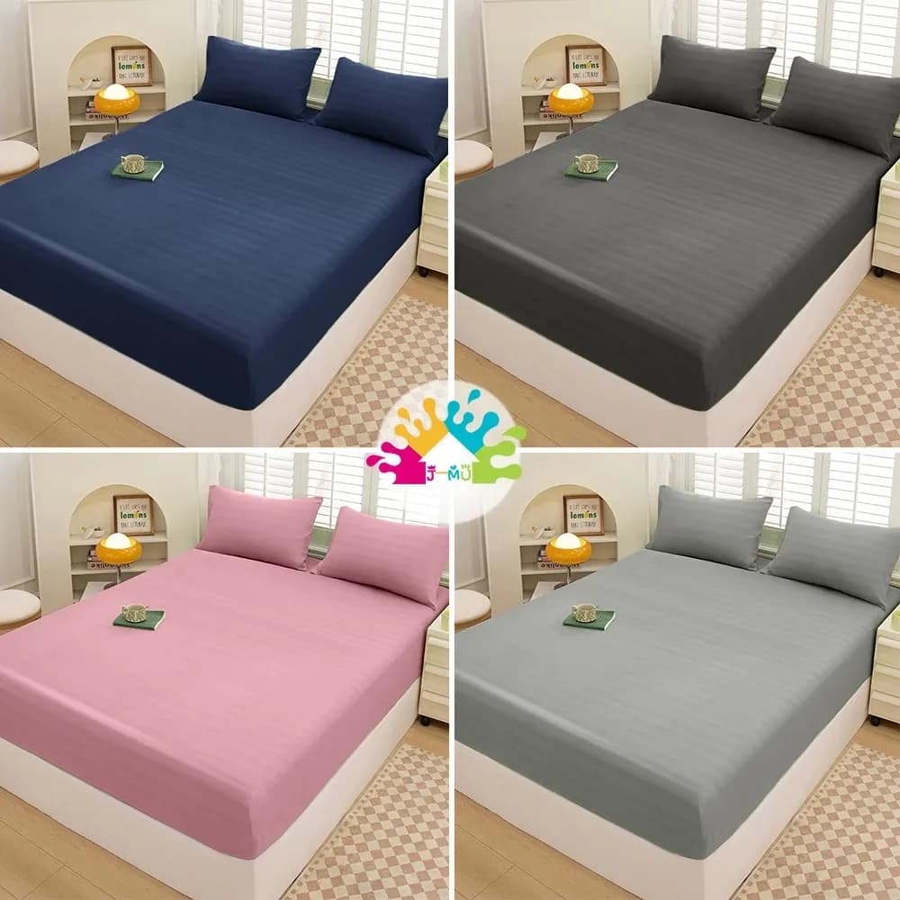 J-MU ชุดผ้าปูที่นอน Satin 3ฟุต 3.5ฟุต 4ฟุต 5ฟุต 6ฟุต ผ้าปูที่นอนซาติน(ผ้าปูที่นอน+ปลอกหมอน)