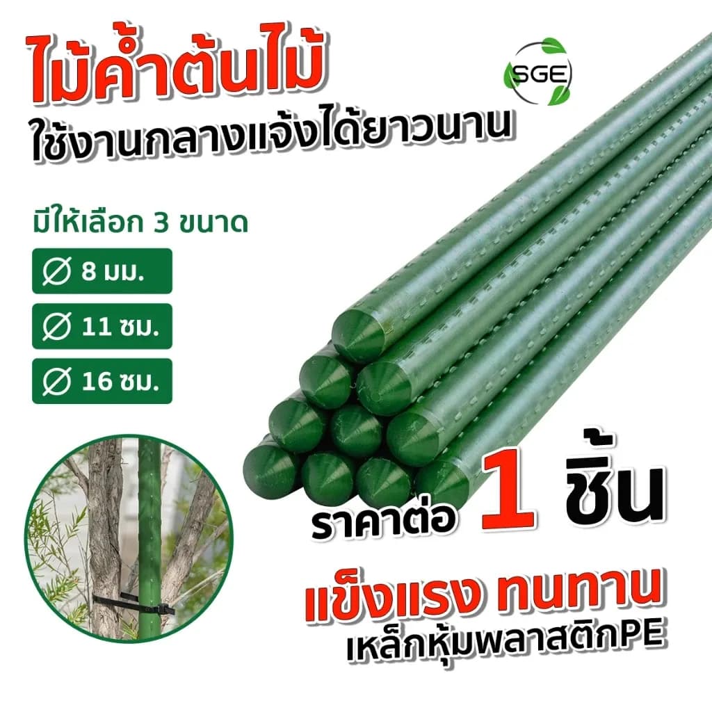 SGE ไม้ค้ำต้นไม้ เสาค้ำต้นไม้ รุ่น GSP สำหรับไม้เลื้อย ค้ำยันต้นไม้ เหล็กเคลือบ แข็งแรงทนทาน